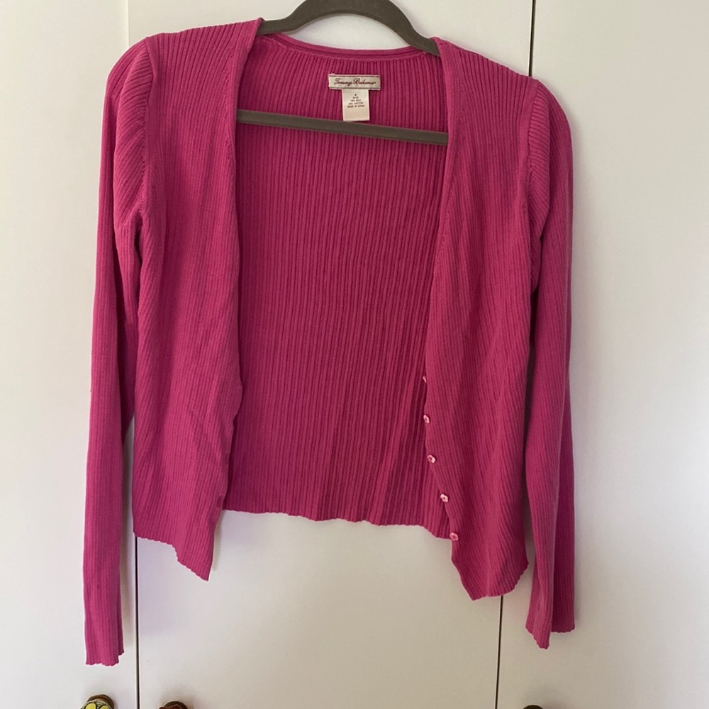 Vintage pink ribbed Tommy Bahama cardigan